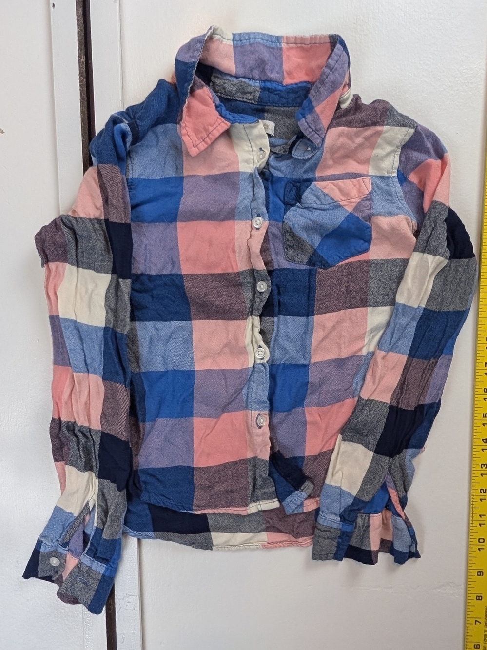 Girls' Pink & Blue Plaid Button-Up Shirt